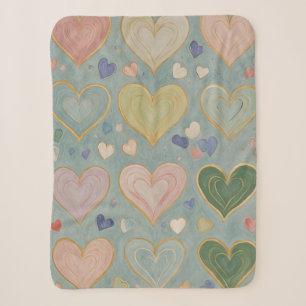 Pastel Heart Tapestry Sherpa Blanket