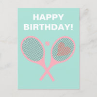 Pastel Heart Tennis Player Racquets Ball Birthday