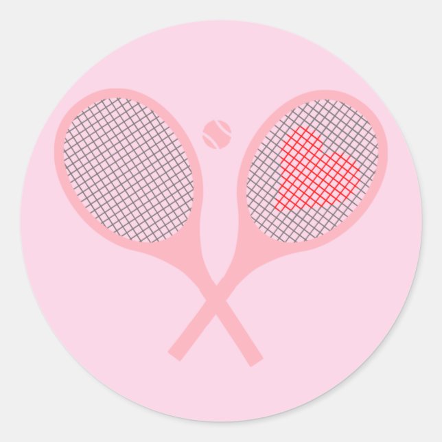 Pastel Heart Tennis Player Racquets Ball Design  Classic Round Sticker (Front)