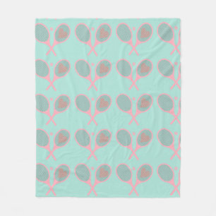 Pastel Heart Tennis Player Racquets Ball Design    Fleece Blanket