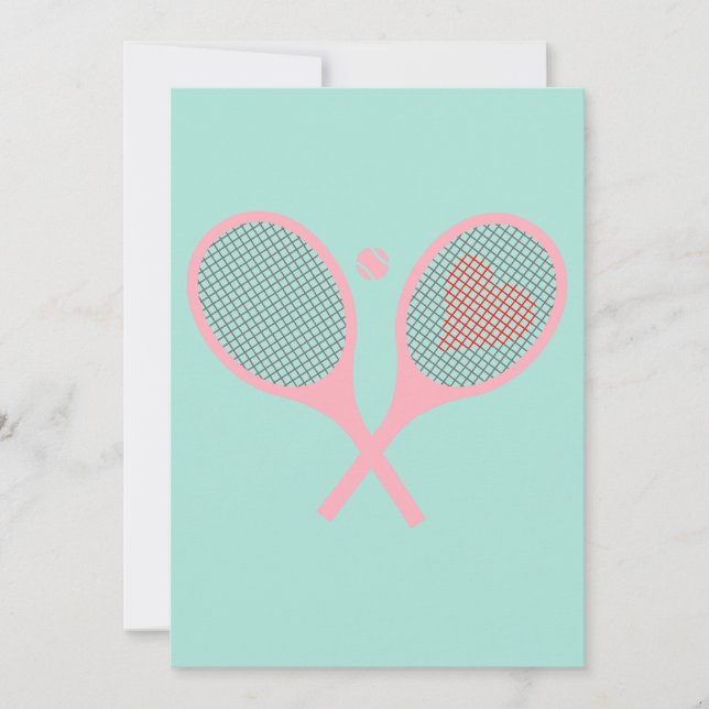 Pastel Heart Tennis Player Racquets Ball Design  Invitation (Front)