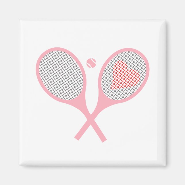 Pastel Heart Tennis Player Racquets Ball Design   Magnet (Front)