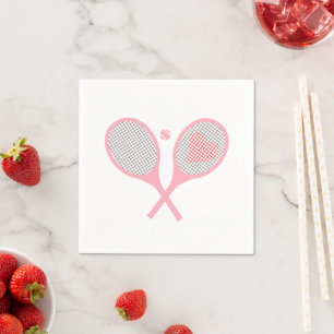 Pastel Heart Tennis Player Racquets Ball Design   Napkin