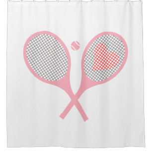 Pastel Heart Tennis Player Racquets Ball Design   Shower Curtain