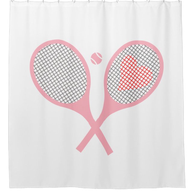 Pastel Heart Tennis Player Racquets Ball Design   Shower Curtain (Front)