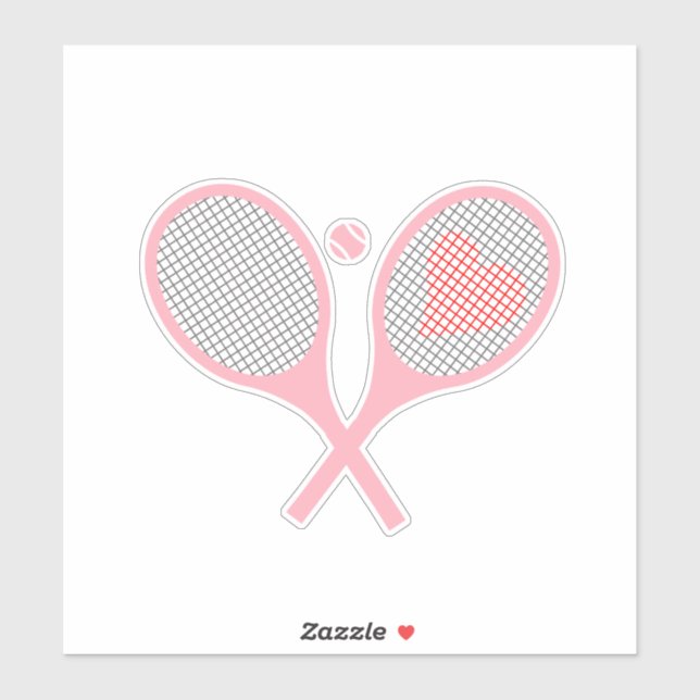 Pastel Heart Tennis Racquets And Ball Design   (Sheet)