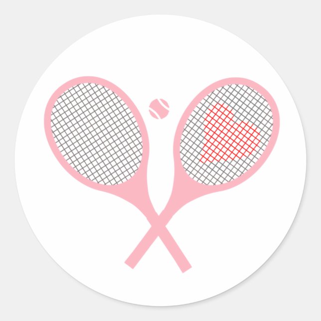 Pastel Heart Tennis Racquets And Ball Design  Classic Round Sticker (Front)