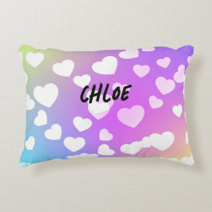 Pastel Hearts Accent Pillow Personalised.