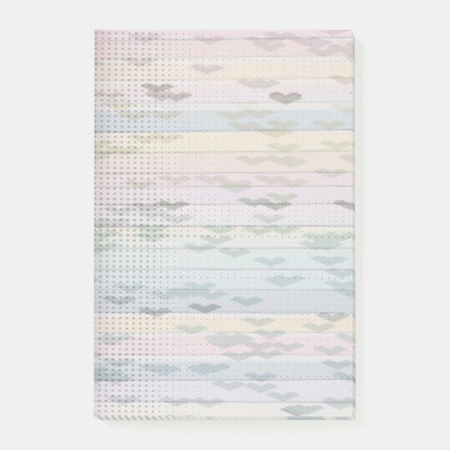 Pastel Hearts and Dots Rainbow Post it notes (Front)