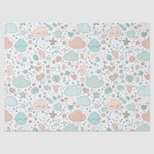 Pastel Hearts & Clouds Watercolor Dream (3) Tissue Paper