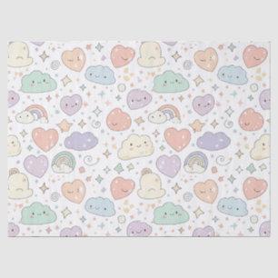 Pastel Hearts & Clouds Watercolor Dream (6) Tissue Paper