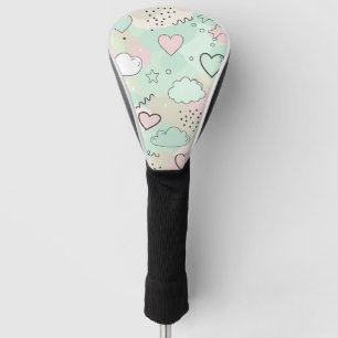 Pastel Hearts & Clouds Watercolor Dream (9) Golf Head Cover