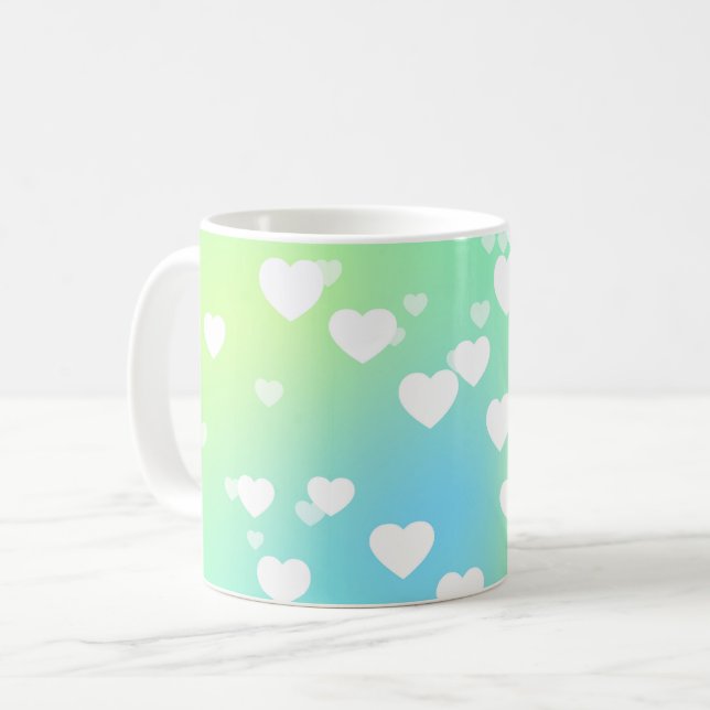 Pastel hearts coffee and tea mug. coffee mug (Front Left)
