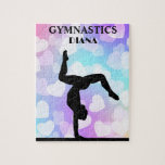 Pastel Hearts GYMNASTICS PUZZLE Personalised<br><div class="desc">Gymnastics pastel hearts puzzle with personalised name.</div>