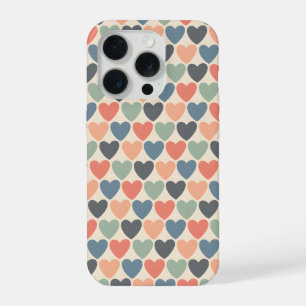 Pastel Hearts in Coral Sage and Dusty Blue iPhone 15 Pro Case
