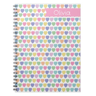 Pastel Hearts Monogramed Valentine Notebook