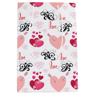 Pastel Hearts Pattern Medium Gift Bag