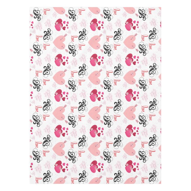 Pastel Hearts Pattern Tablecloth (Front)