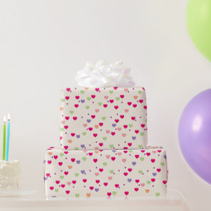 Pastel Hearts Pattern Wrapping Paper