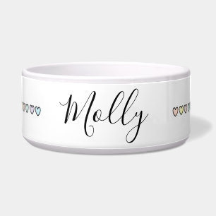Pastel Hearts Personalised Dog Food Bowl - HAMbWG