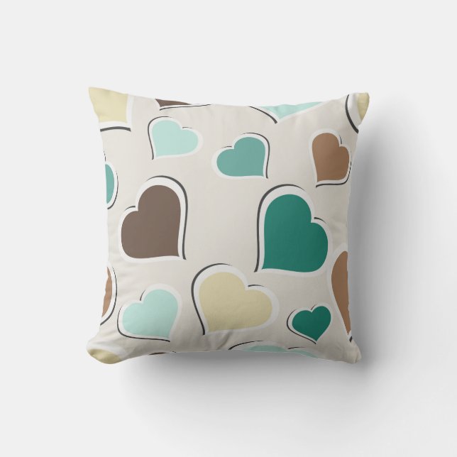 Pastel Hearts Reversible Decorative Pillow (Front)
