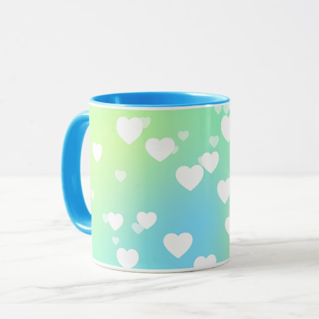Pastel hearts two toned coffee & tea  mug (Front Left)