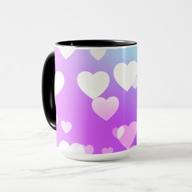 Pastel hearts two toned coffee & tea  mug (Front Left)