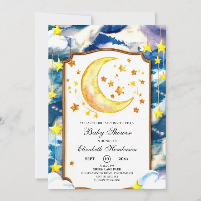 Pastel Heavenly Celestial Baby Shower Invitation (Front)