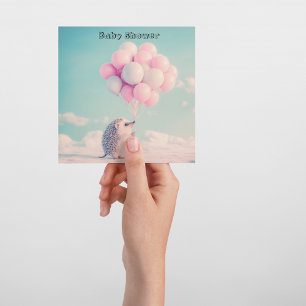 Pastel Hedgehog Balloon Baby Shower Greeting