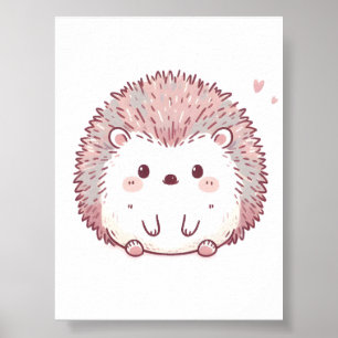 Pastel Hedgehog Design, Soft Colour Hedgehog Art Poster