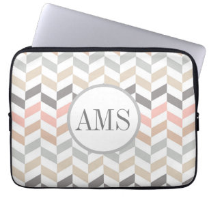 Pastel Herringbone Monogram  Laptop Sleeve