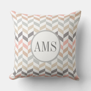 Pastel Herringbone Monogram Personalised  Cushion