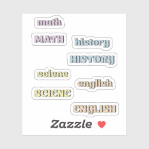 Pastel high School Subjects Sticker 