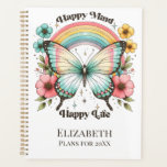 Pastel Hippie "Happy Mind Happy Life" Planner<br><div class="desc">Retro Pastel Hippie "Happy Mind Happy Life" Planner for her.</div>