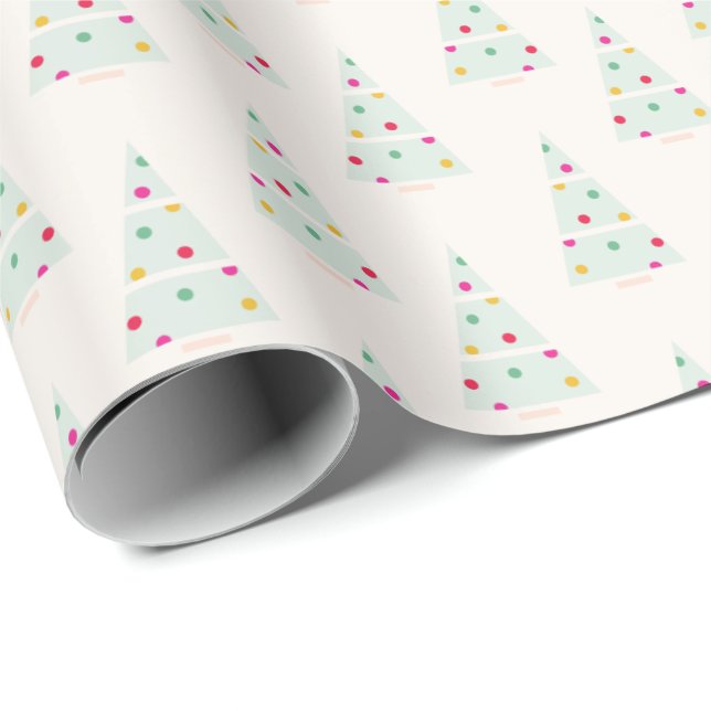 Pastel Holiday Christmas Tree Gift Wrap (Roll Corner)