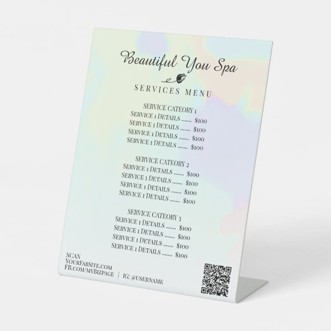 *~* Pastel Hologram Abstract Pedestal Sign (Front)