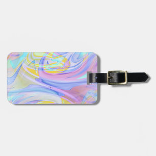 pastel hologram luggage tag