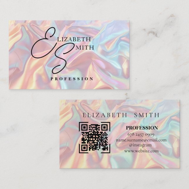 Pastel Holographic Business Card  (Front/Back)