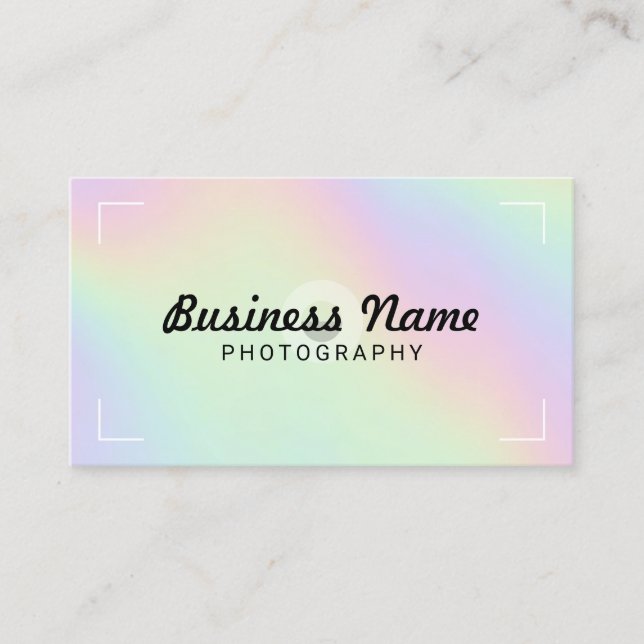 Pastel Holographic Elegant Photography Business Card (Front)