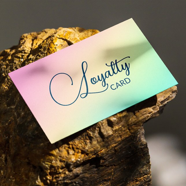 Pastel Holographic Elegant Script Calligraphy  Loyalty Card (Pastel Holographic Elegant Script Calligraphy Loyalty Card)