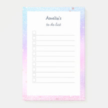 Pastel Holographic Glitter Stars Lined To Do List