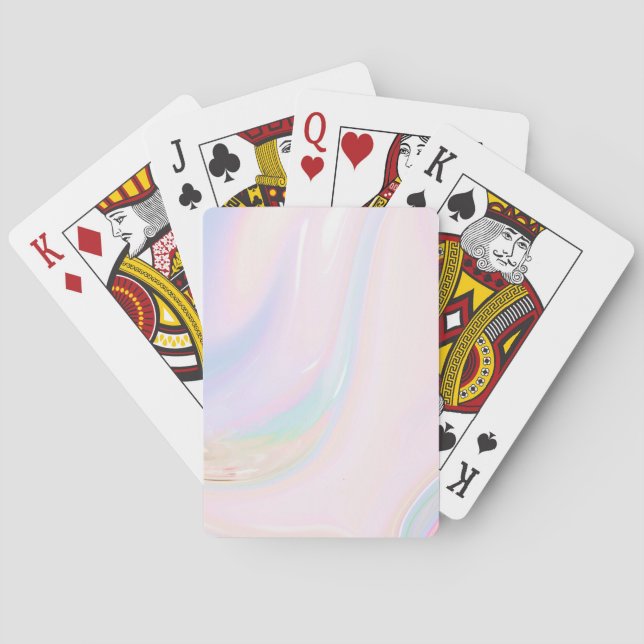 Pastel Holographic Marble Plastic Pattern Playing Cards (Back)