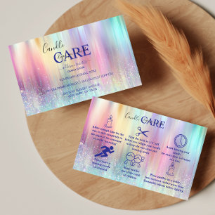 Pastel Holographic Modern Candle Care Business Card