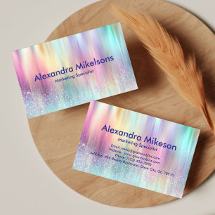 Pastel Holographic Professional Branding Business Card