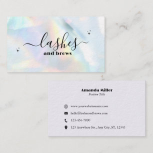 Pastel Holographic Rainbow Profesional Lashes Business Card