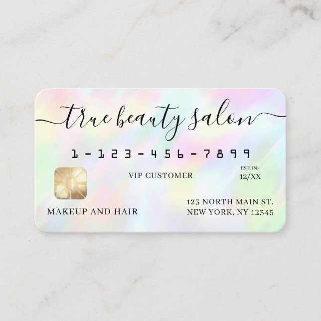 Pastel Holographic Rainbow Signature Credit Card (Front)