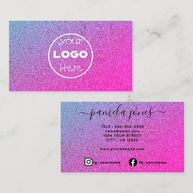 Pastel Holographic Style | Business Card Template (Front/Back)