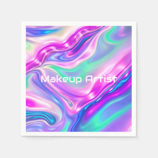 Pastel Holographic Swirl Abstract Napkin