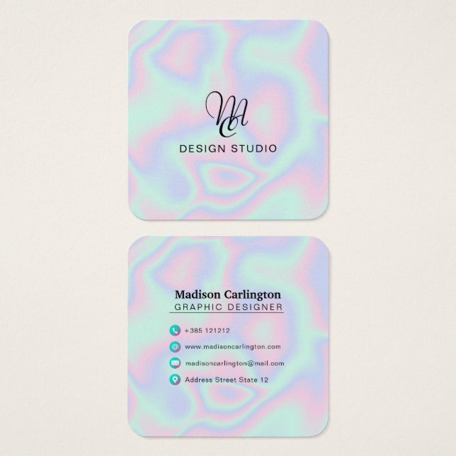 Pastel Holographic Texture Business Card (Front & Back)