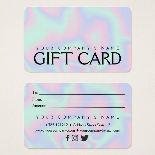 Pastel Holographic Texture Gift Card (Front & Back)